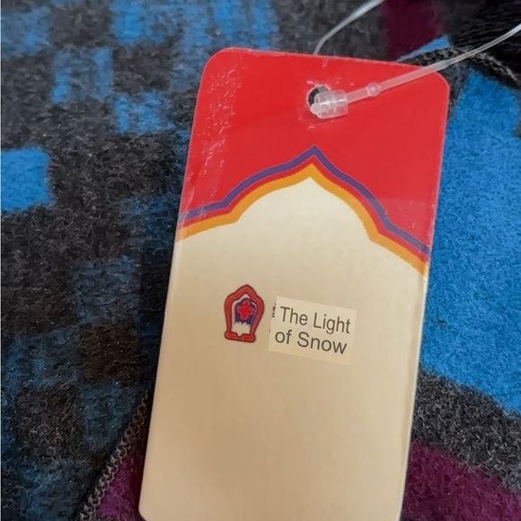 Light of Snow NWT Mulberry Silk Scarf Blue Gray Maroon Geometric Print Fringe - Picture 7 of 13